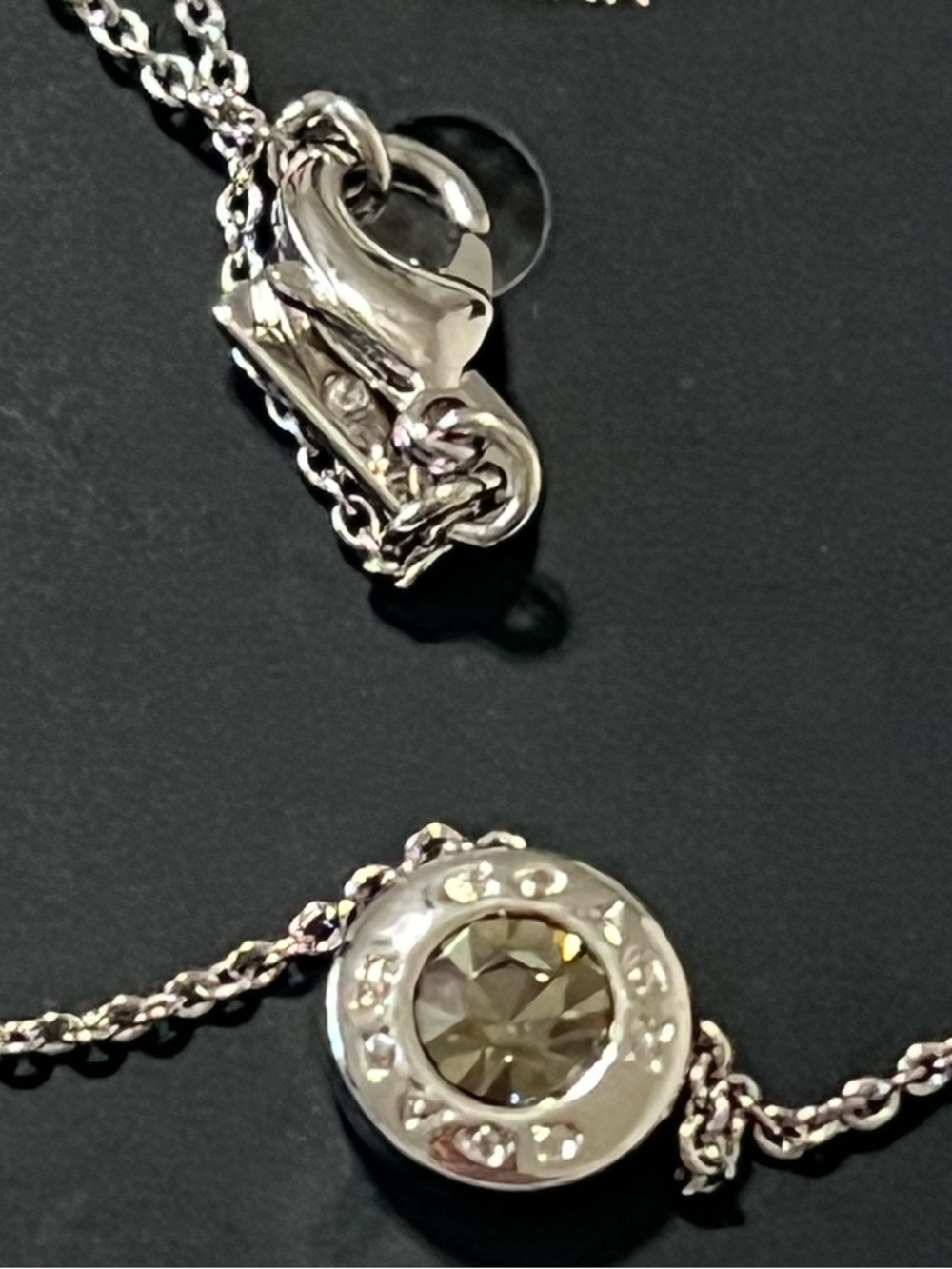 COACH Silver-Tone Crystal Accent Pendant Necklace - Picture 7 of 7